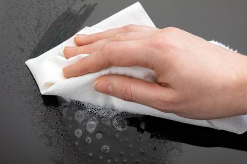 Wiping surface with tissue