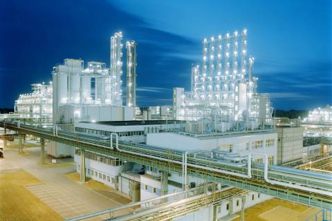 Chemical plant at night