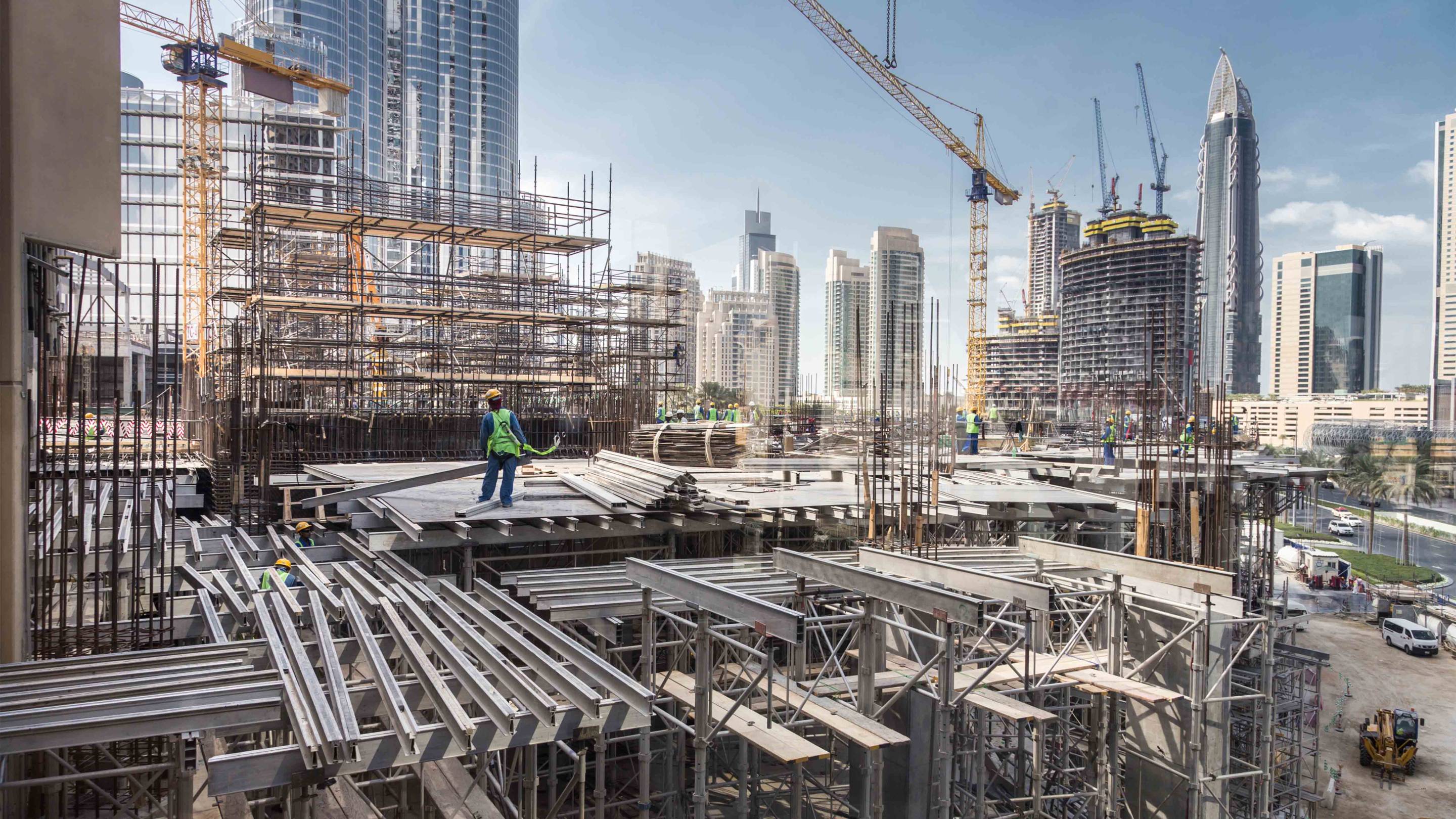Construction site of a skyscraper in Dubai