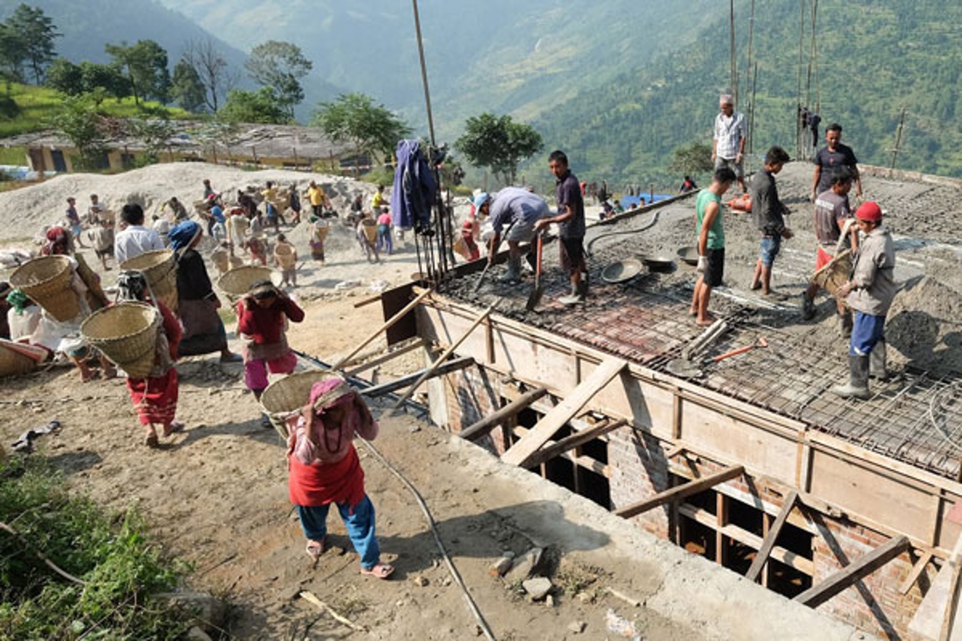 The entire village is playing a huge role in rebuilding the Gati school. 